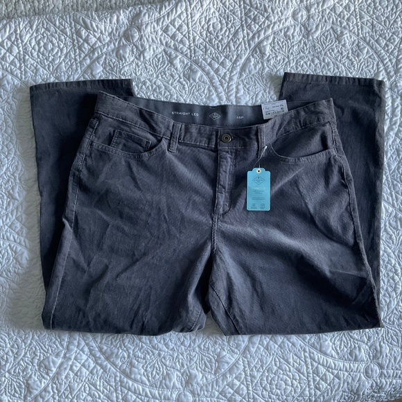 St John's Bay Straight Corduroy Pants Womens 18P Gray Mid Rise Zip Stretch NWT - Picture 3 of 8